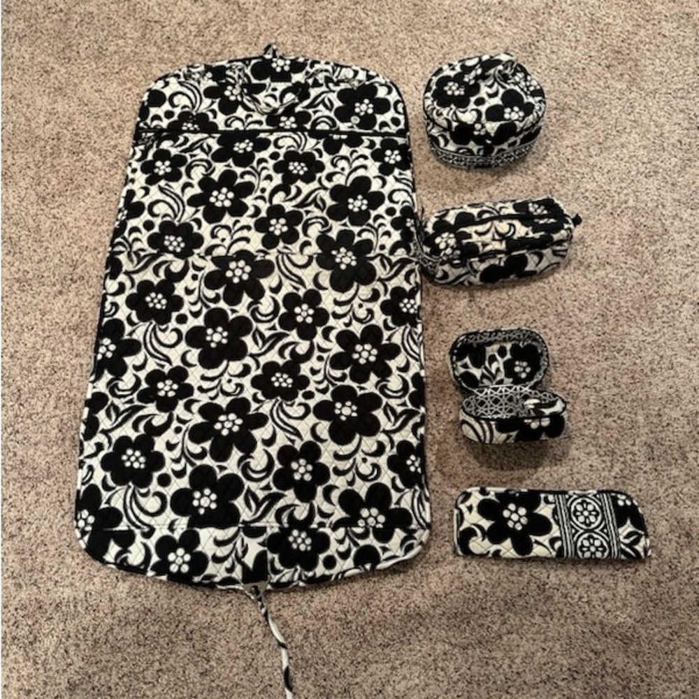 Vera Bradley Luggage garment bag, curling iron, jewelry case, makeup & toiletry